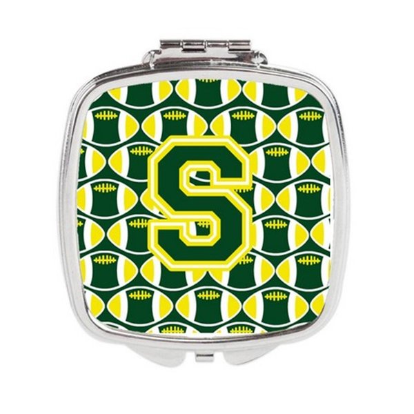 Carolines Treasures Letter S Football Green and Yellow Compact Mirror CJ1075-SSCM